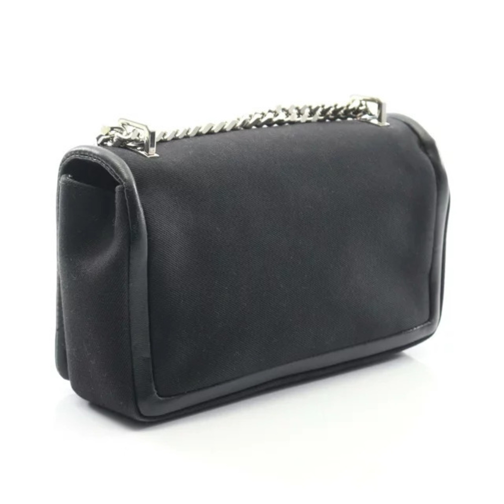 Burberry black shoulder leather canvas bag Black